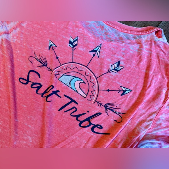 Women's Salt Life Live Salty Sheer/Distressed Shirt - Coral, L - Picture 6 of 9